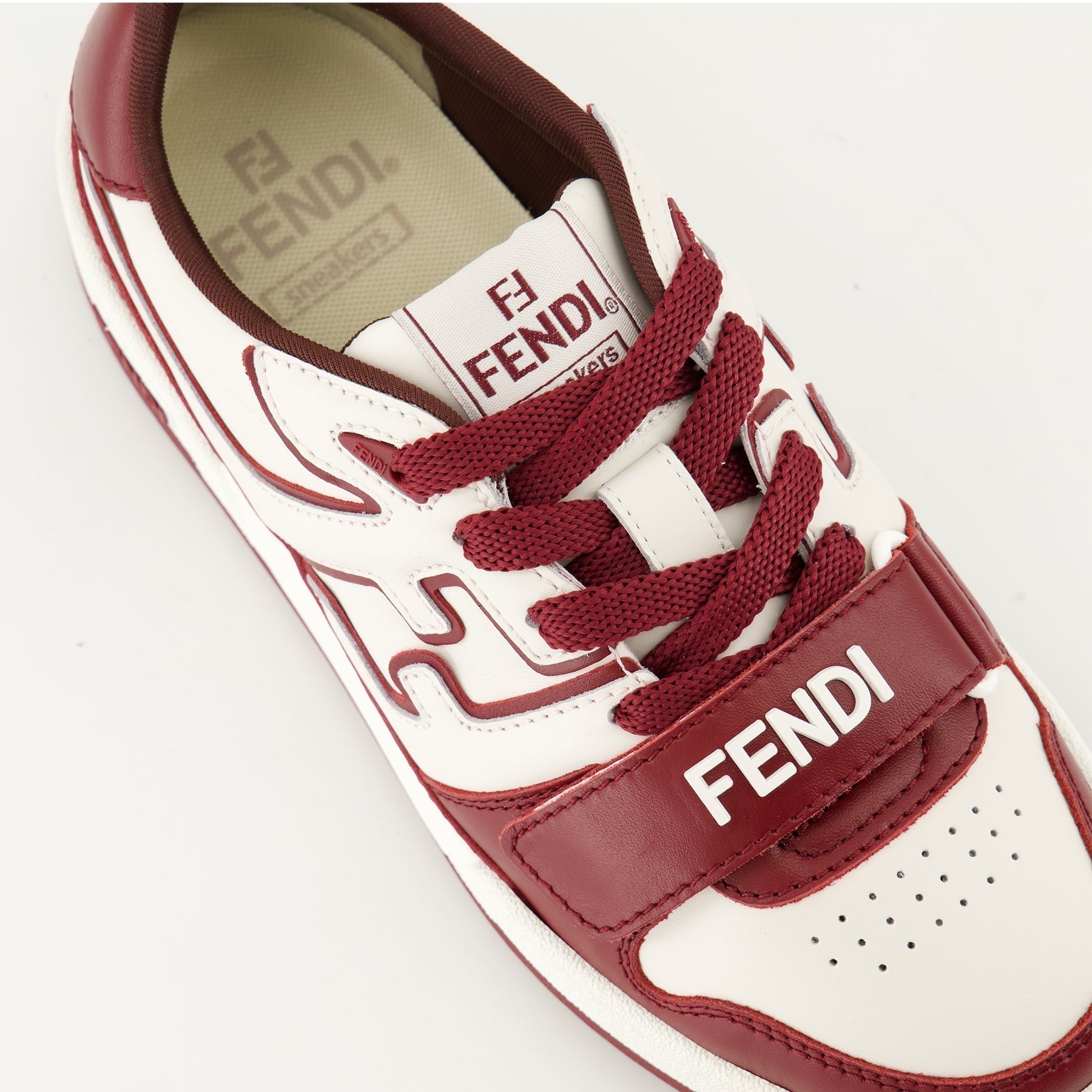 Fendi Burgundy & White Leather Sneakers - image 5