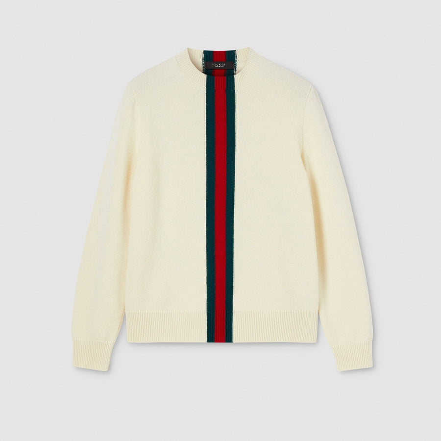 Gucci Knit wool sweater with Web intarsia