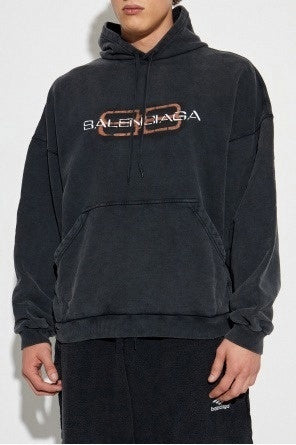 Balenciaga Black Vintage Logo Oversized Hoodie - image 3
