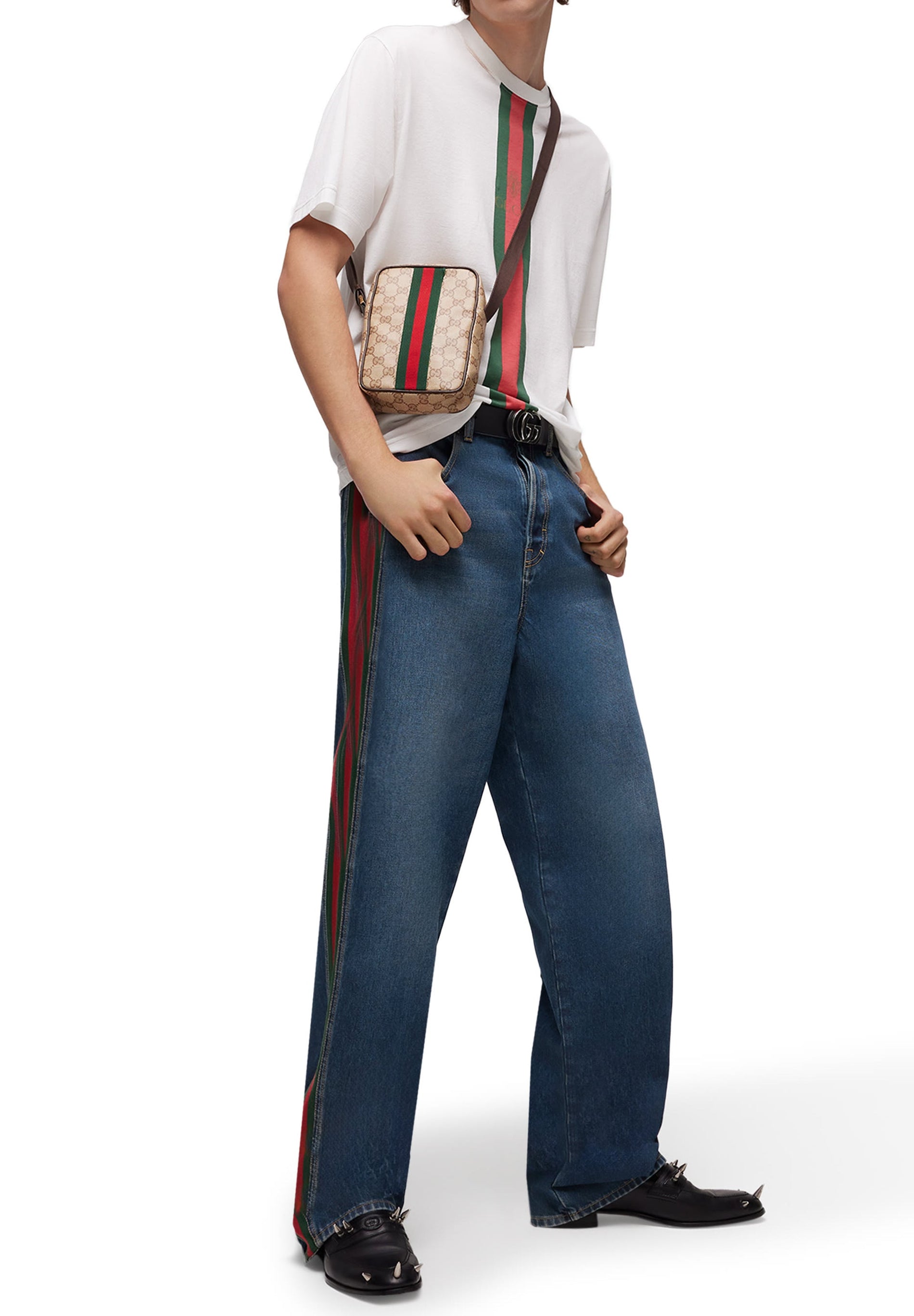 Gucci Cotton Denim Pants With Web Insert - image 2