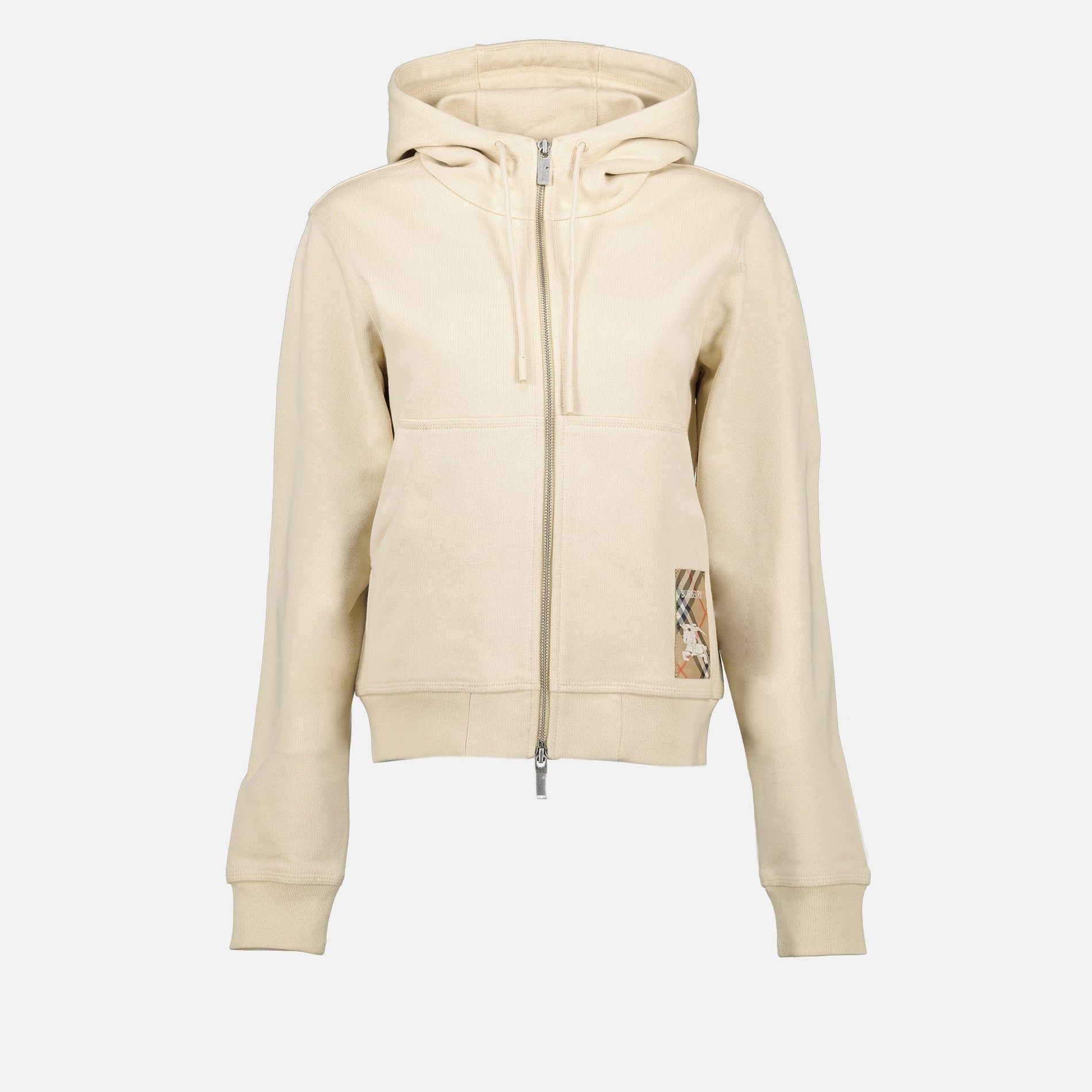 Burberry Check Detail Zip-Up Hoodie