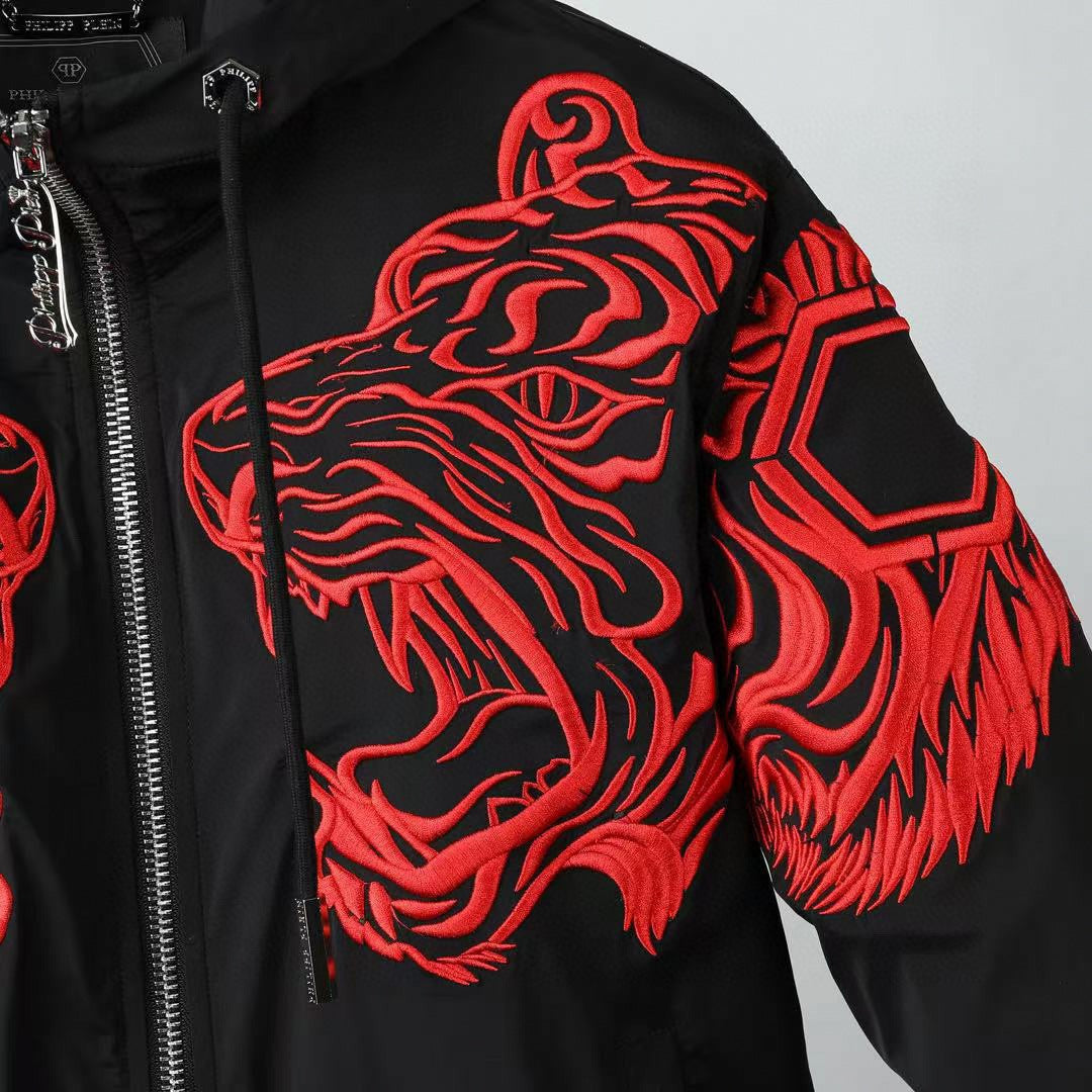 Philipp Plein Embroidered Twin Tiger Windbreaker - image 6
