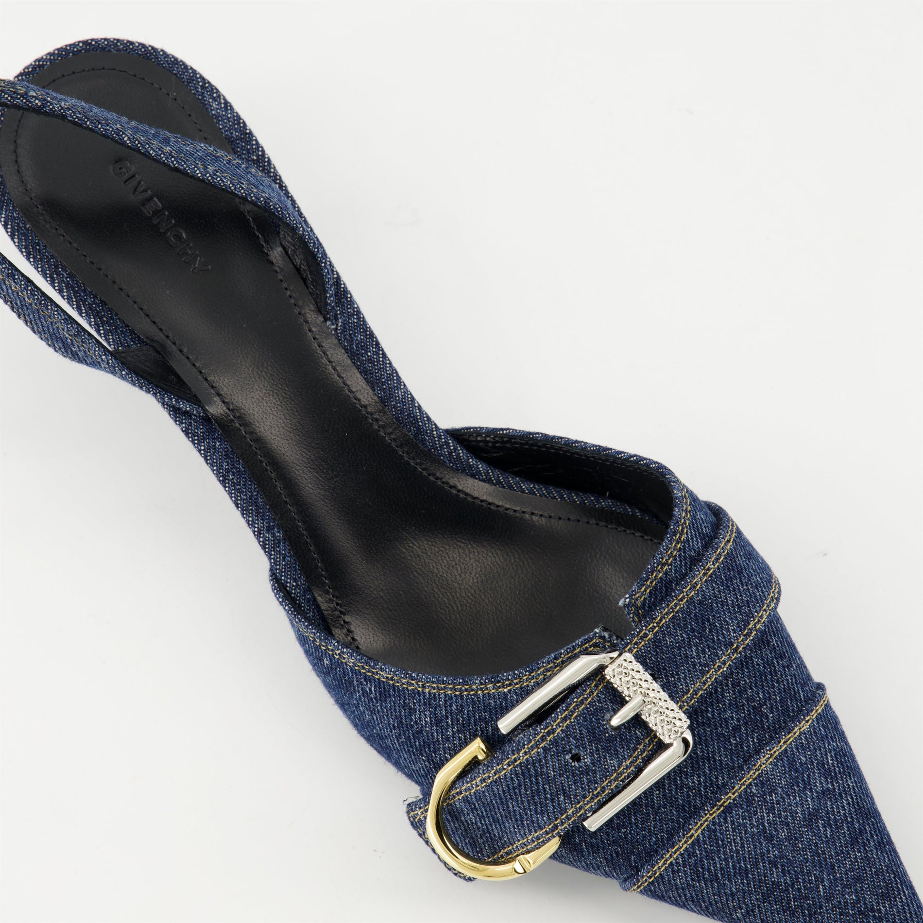 Givenchy Denim Buckle Slingback Kitten Heels - image 5