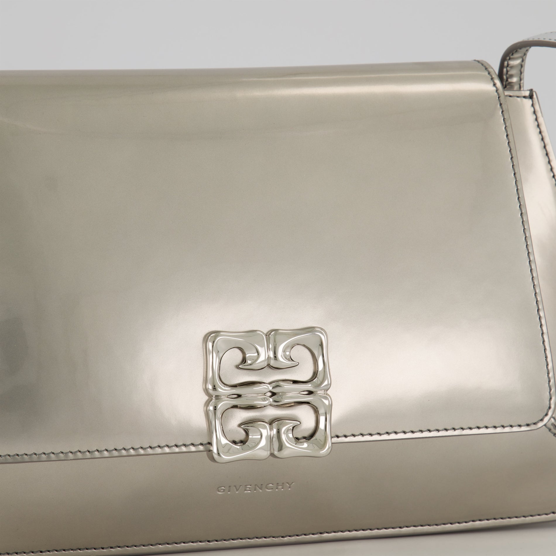 Givenchy Metallic Silver Leather Shoulder Bag with 4G Logo - image 3