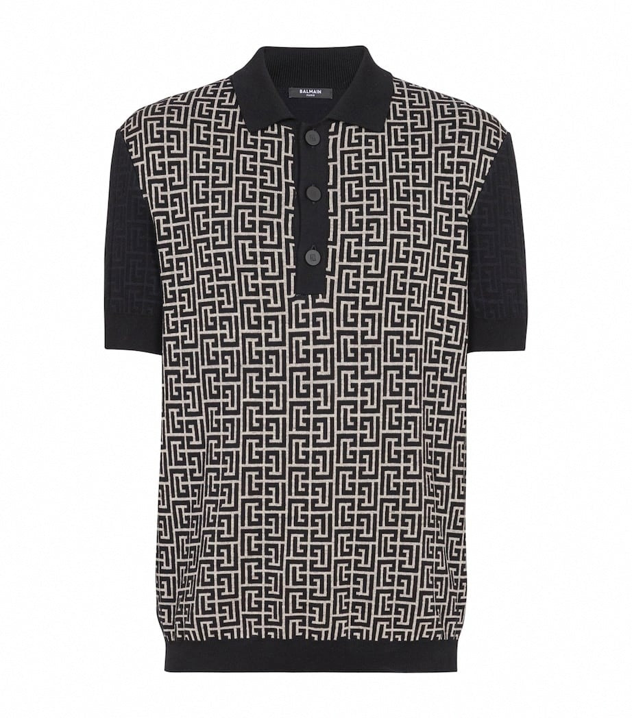 Balmain PB Labyrinth Knitted Polo Shirt