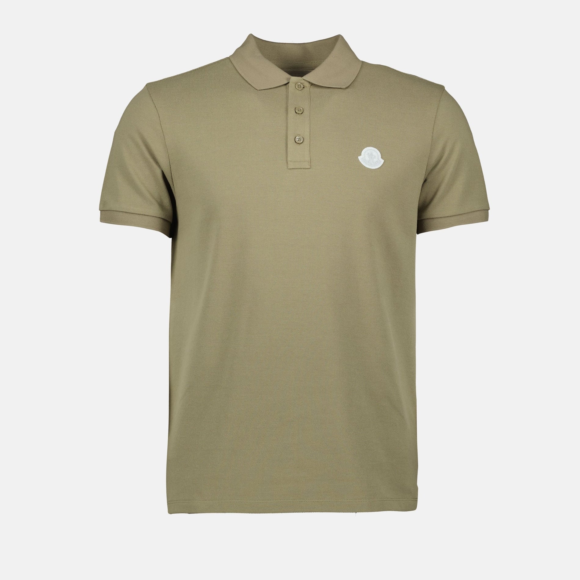 Moncler Khaki Polo Shirt with Tonal Logo