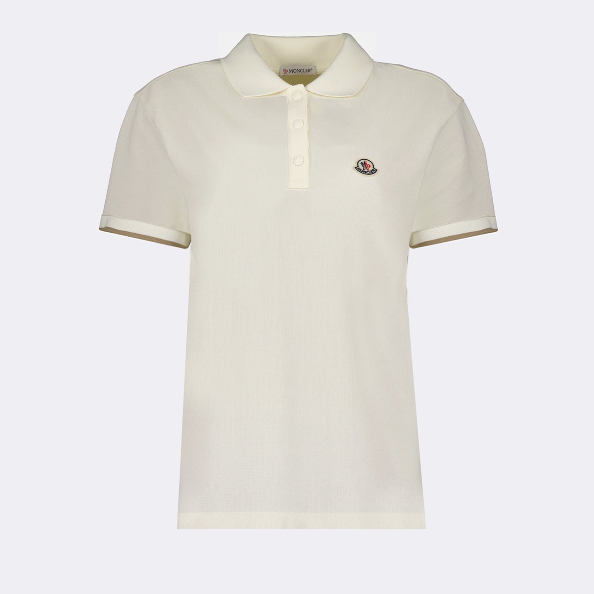 Moncler Women’s Cream Polo Shirt with Signature Logo