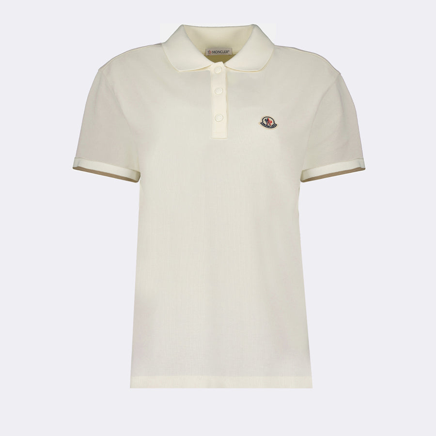 Moncler Women’s Cream Polo Shirt with Signature Logo