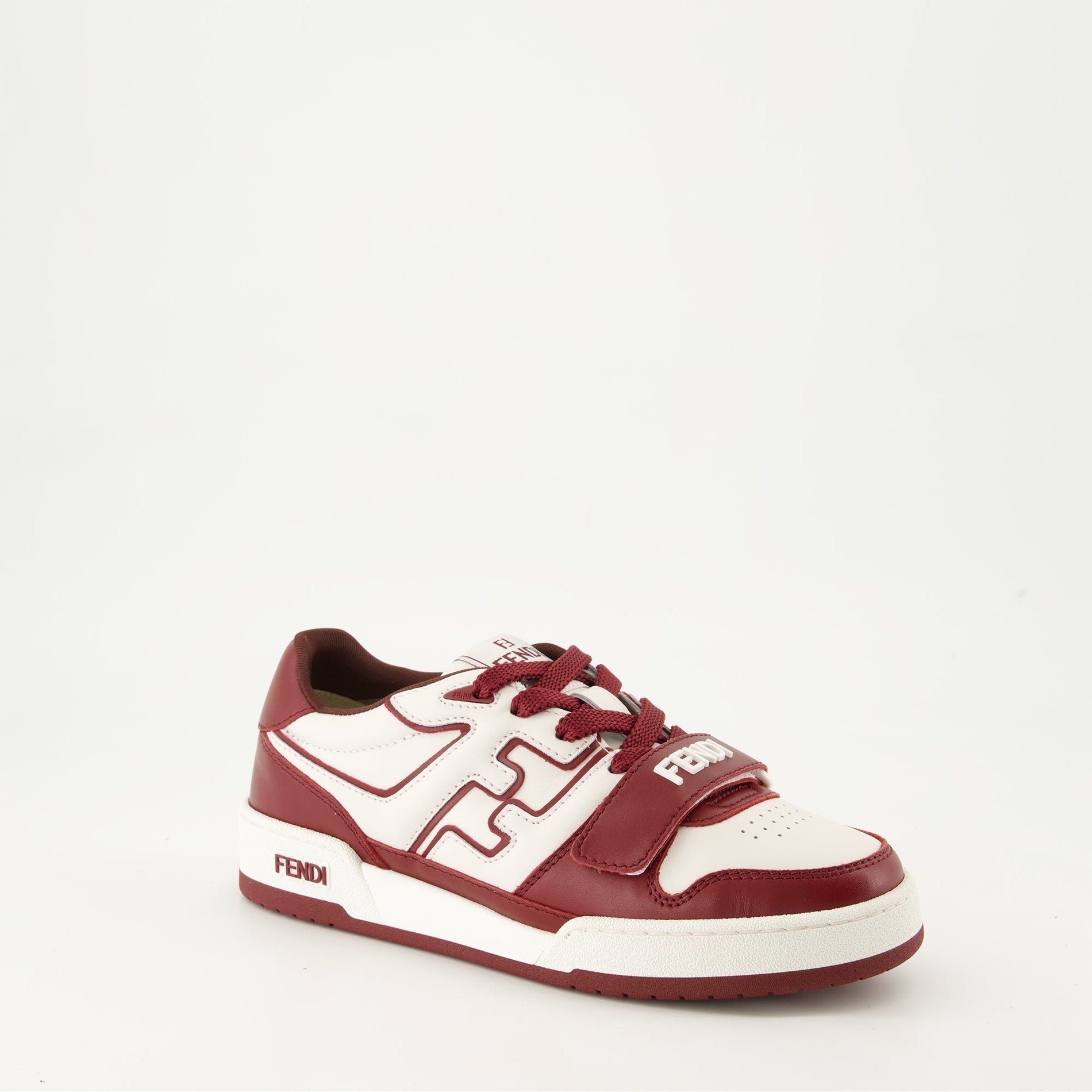 Fendi Burgundy & White Leather Sneakers - image 2