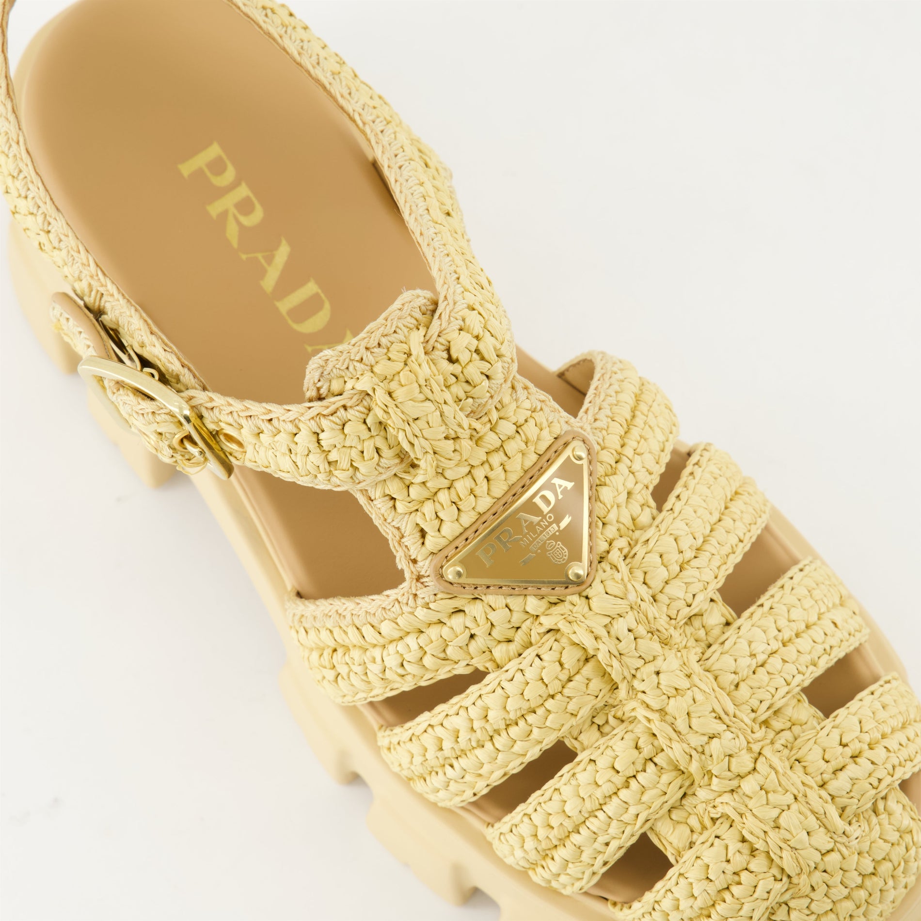 Prada Raffia Platform Sandals - image 5