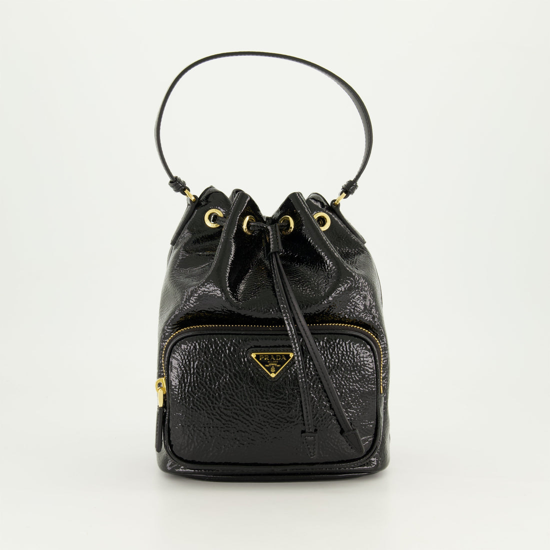 Patent Leather Bucket Bag (Black)