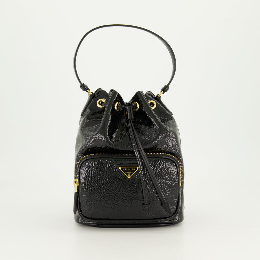 Prada Patent Leather Bucket Bag (Black)
