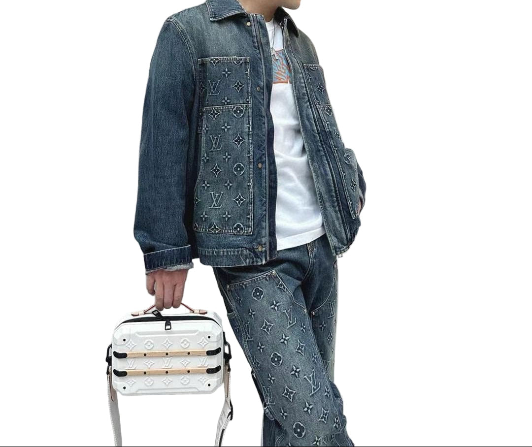 Louis Vuitton Grey Monogram Panel Denim Jacket - image 6