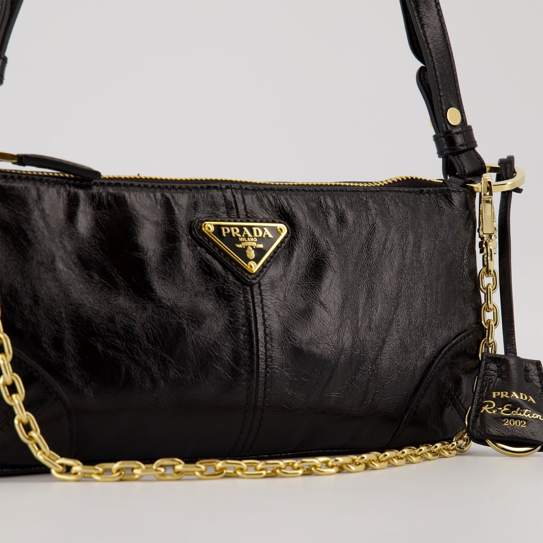 Prada Leather Shoulder Bag with Chain Strap - image 3