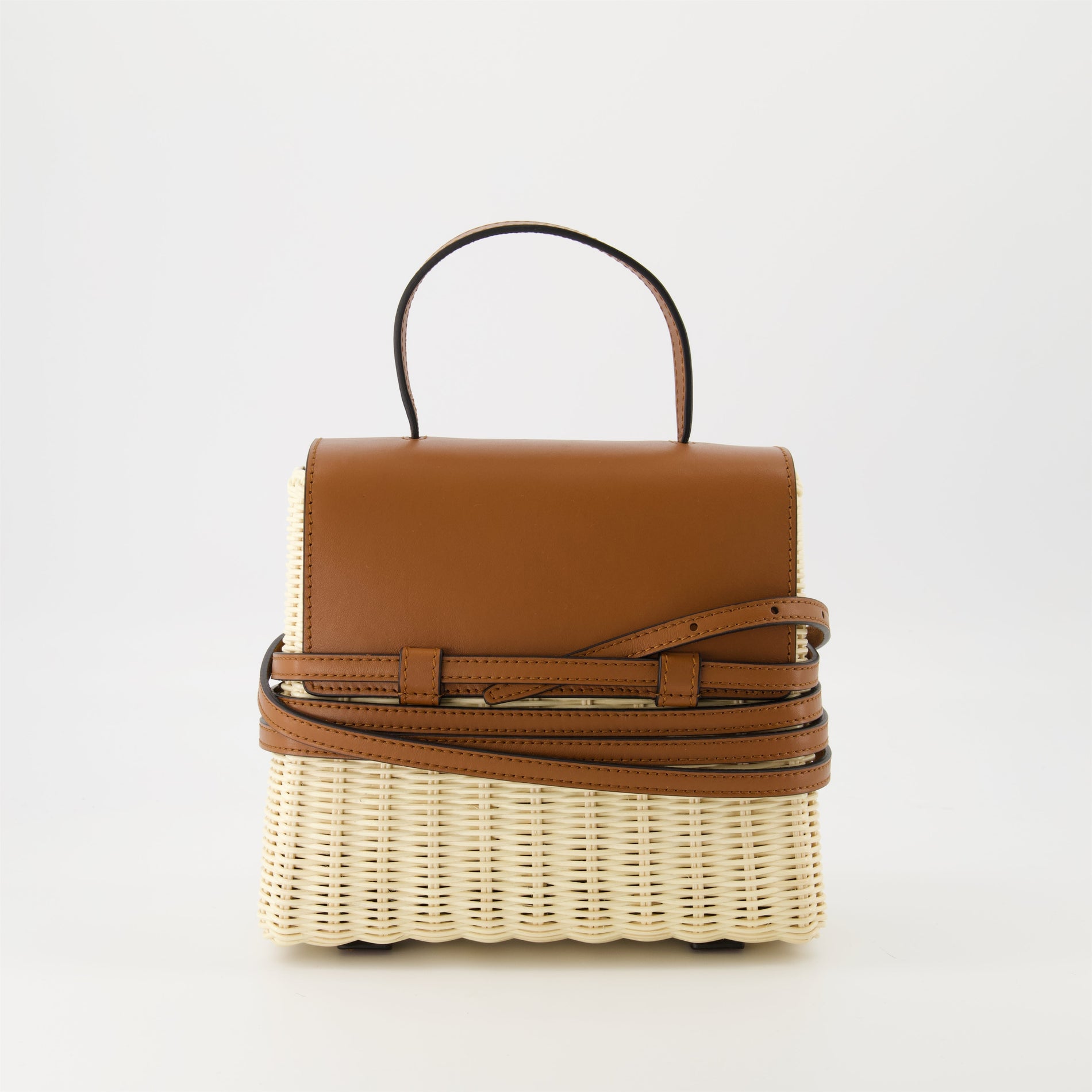 Moschino Tie Me Leather shoulder bag (Wicker & Leather) - image 2