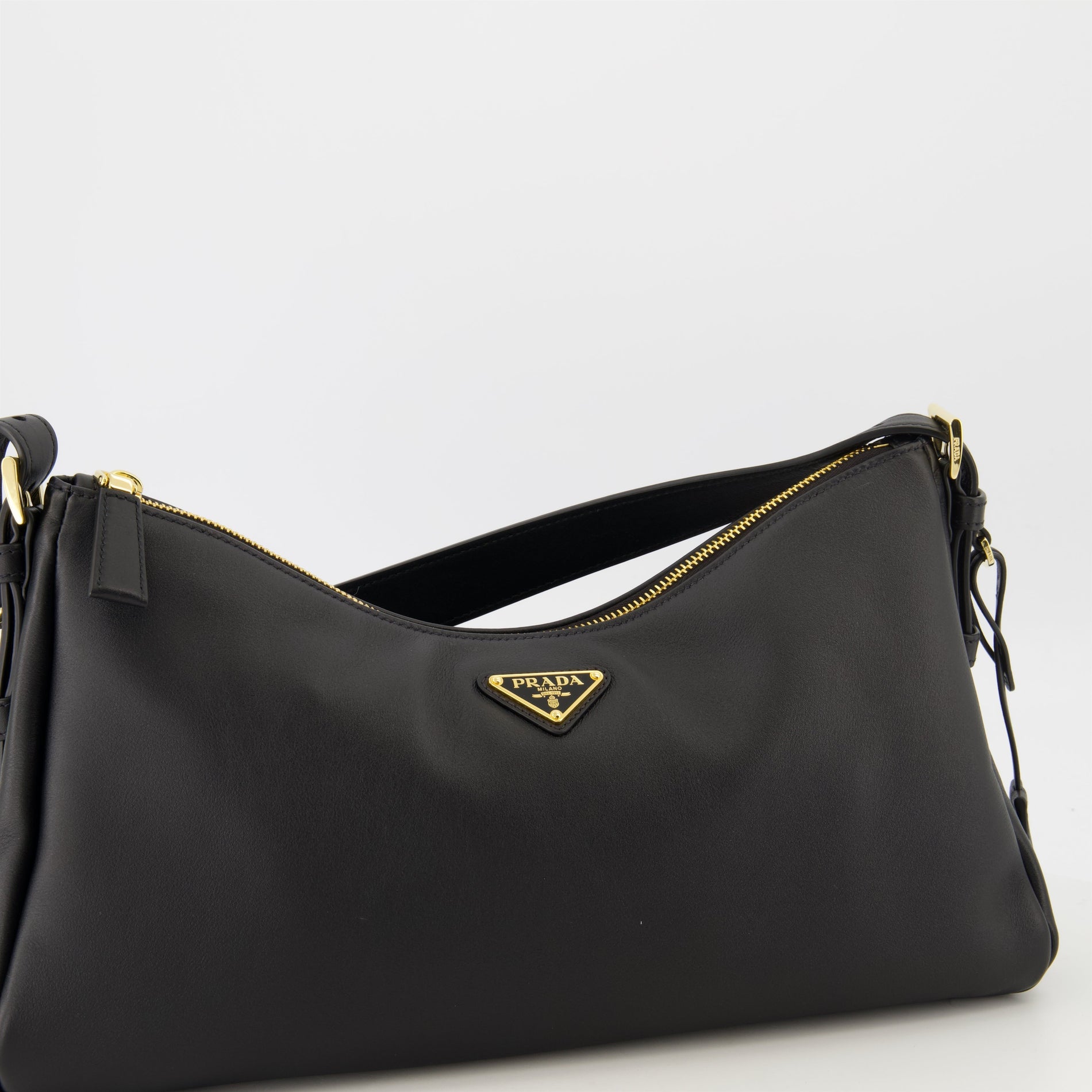 Prada Aimée Medium Leather Shoulder Bag (Black) - image 3