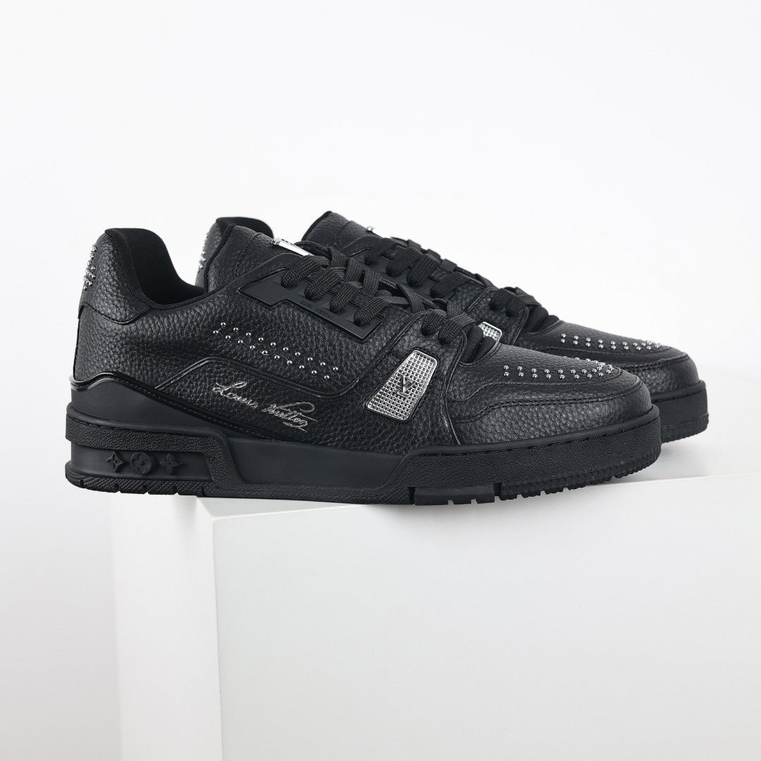 Louis Vuitton LV Black Leather Studded Low-Top Sneakers - image 8
