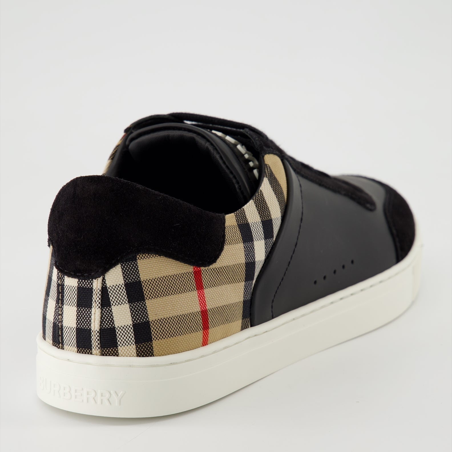 Burberry Check Leather and Velvet Sneakers - image 4