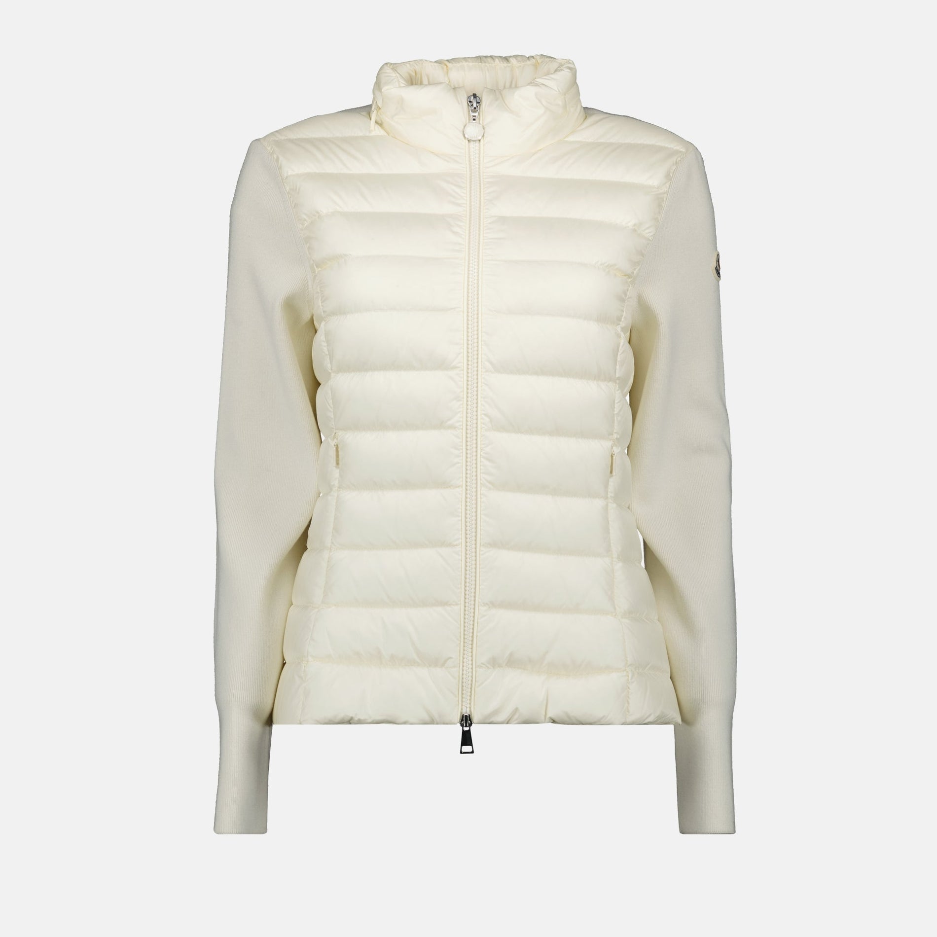 Moncler Ivory Knit Sleeve Puffer Jacket