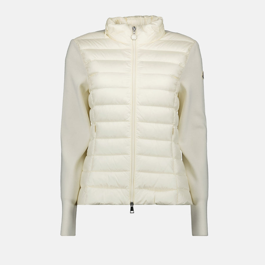 Moncler Ivory Knit Sleeve Puffer Jacket