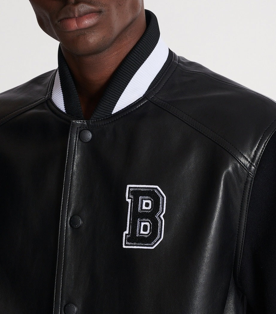 Balmain Leather & Wool Varsity Bomber Jacket - image 2