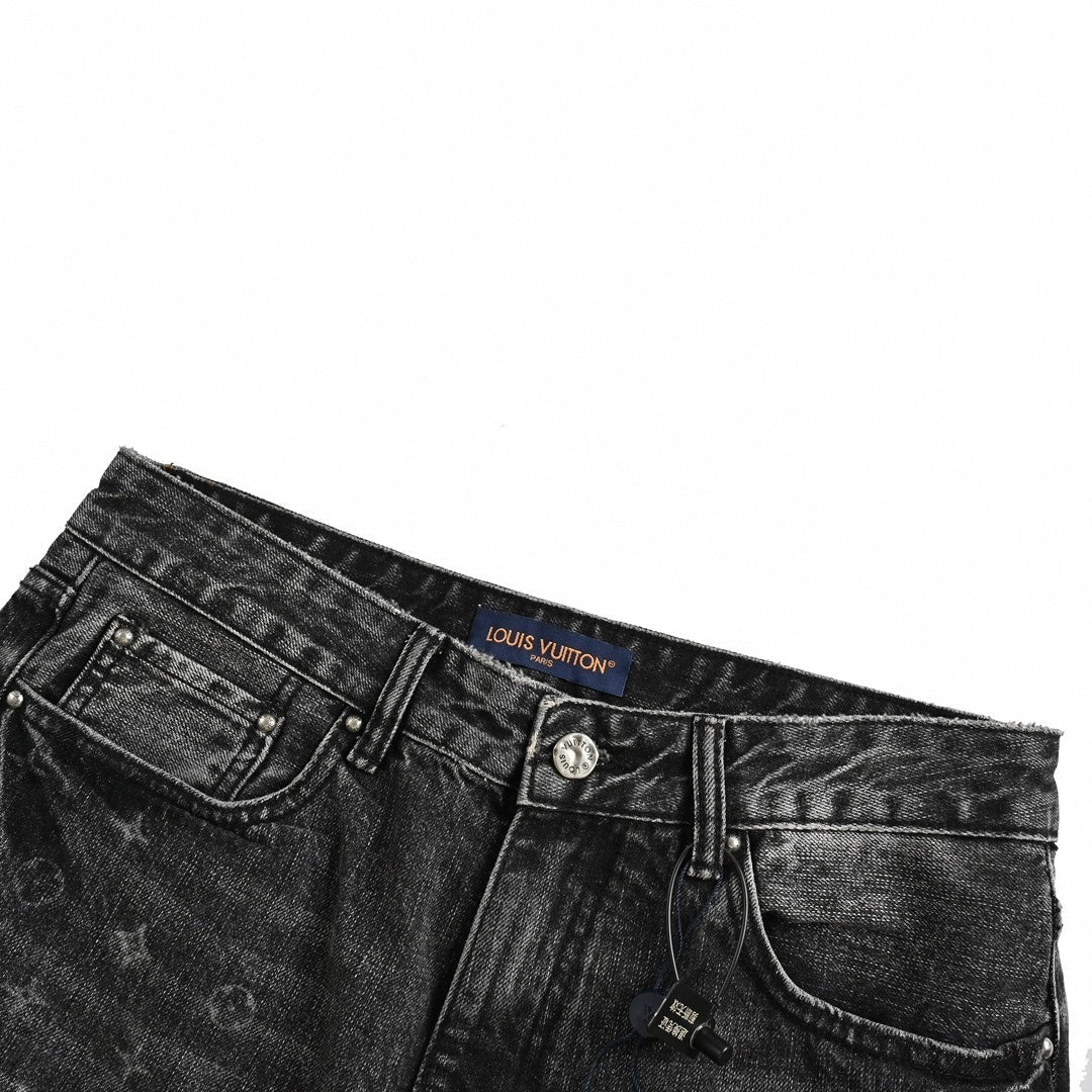 Louis Vuitton Black Washed Denim Jeans with Monogram & Cowboy Embroidery - image 5