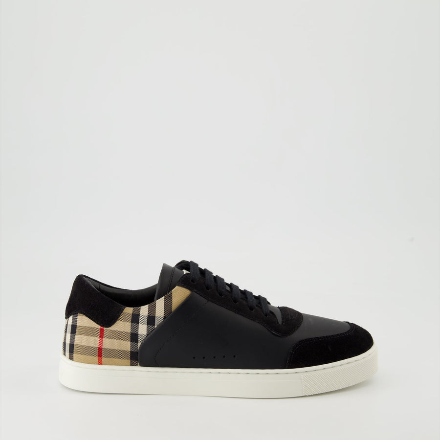Burberry Check Leather and Velvet Sneakers
