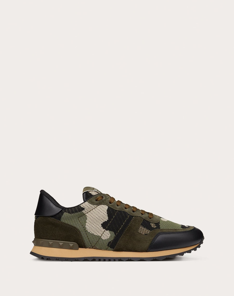 Valentino Garavani Mesh Fabric Camouflage Rockrunner Sneaker