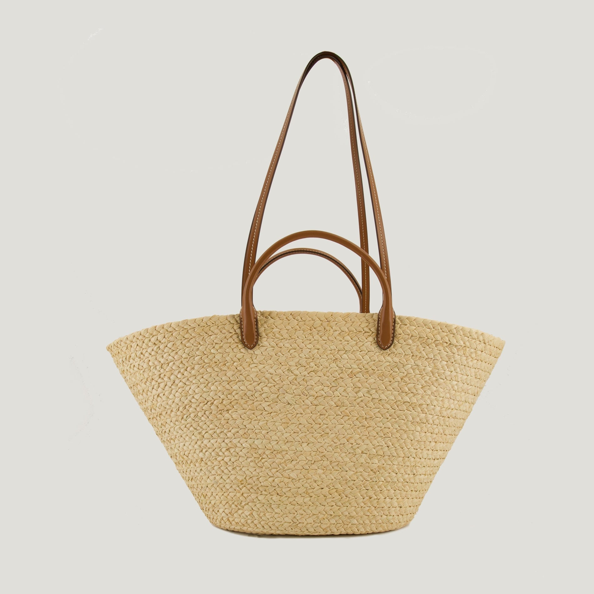 Prada Raffia Tote Bag with Leather Handles - image 2