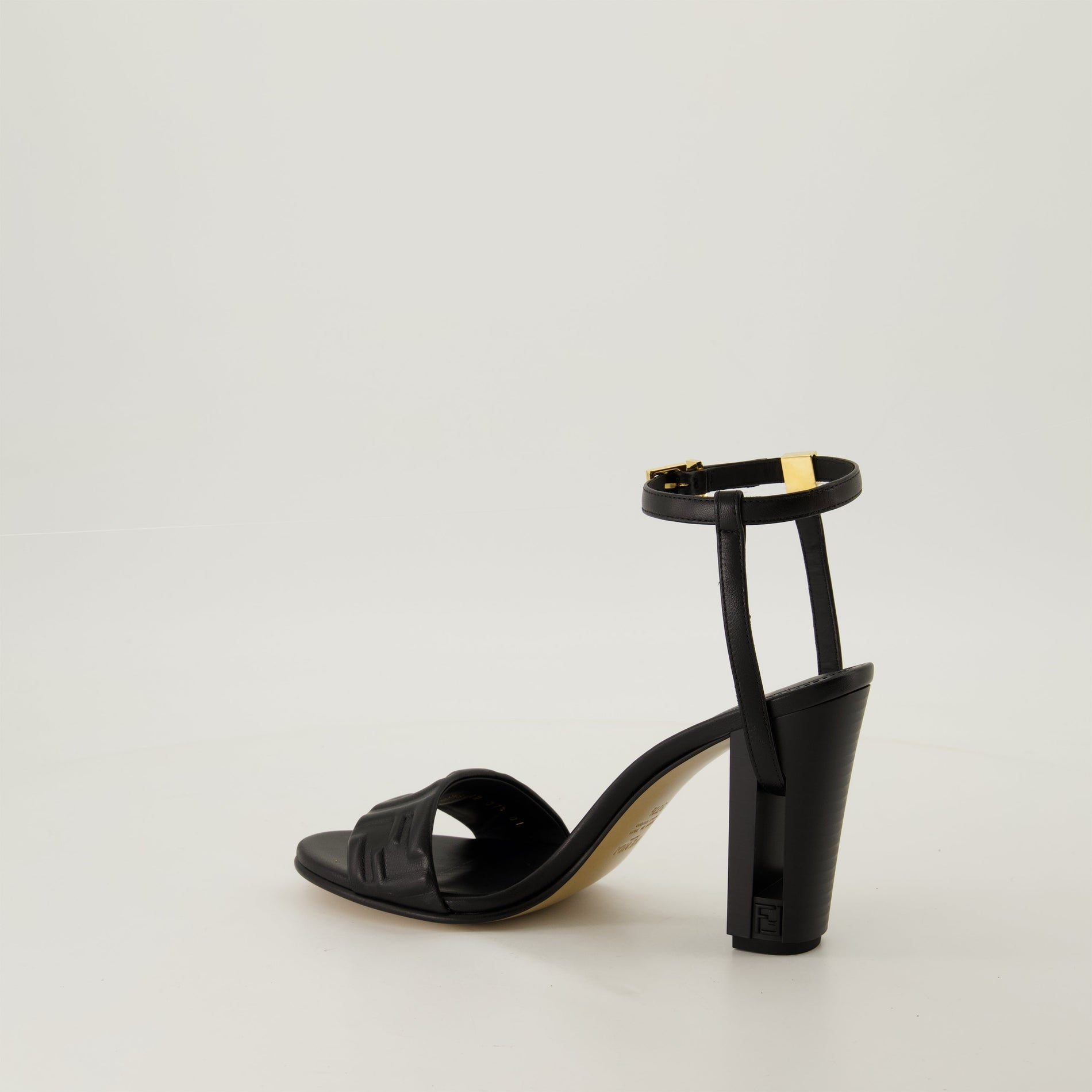 Fendi Embossed Black Leather Sandals - image 3