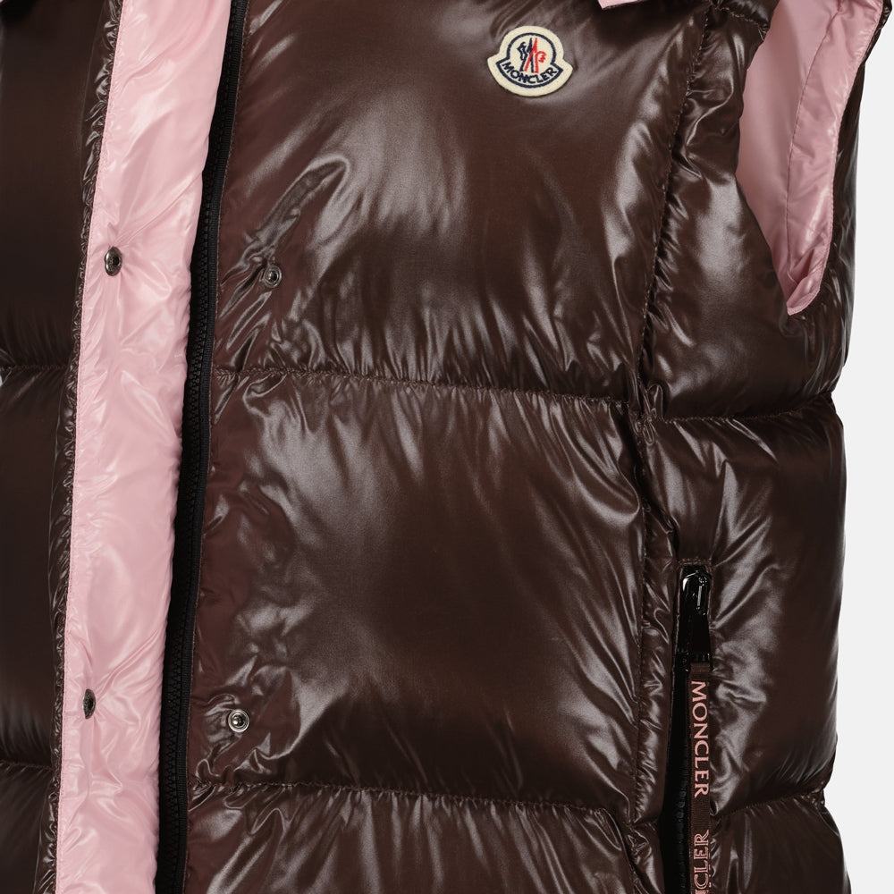 Moncler Brown & Pink Hooded Puffer Vest - image 5