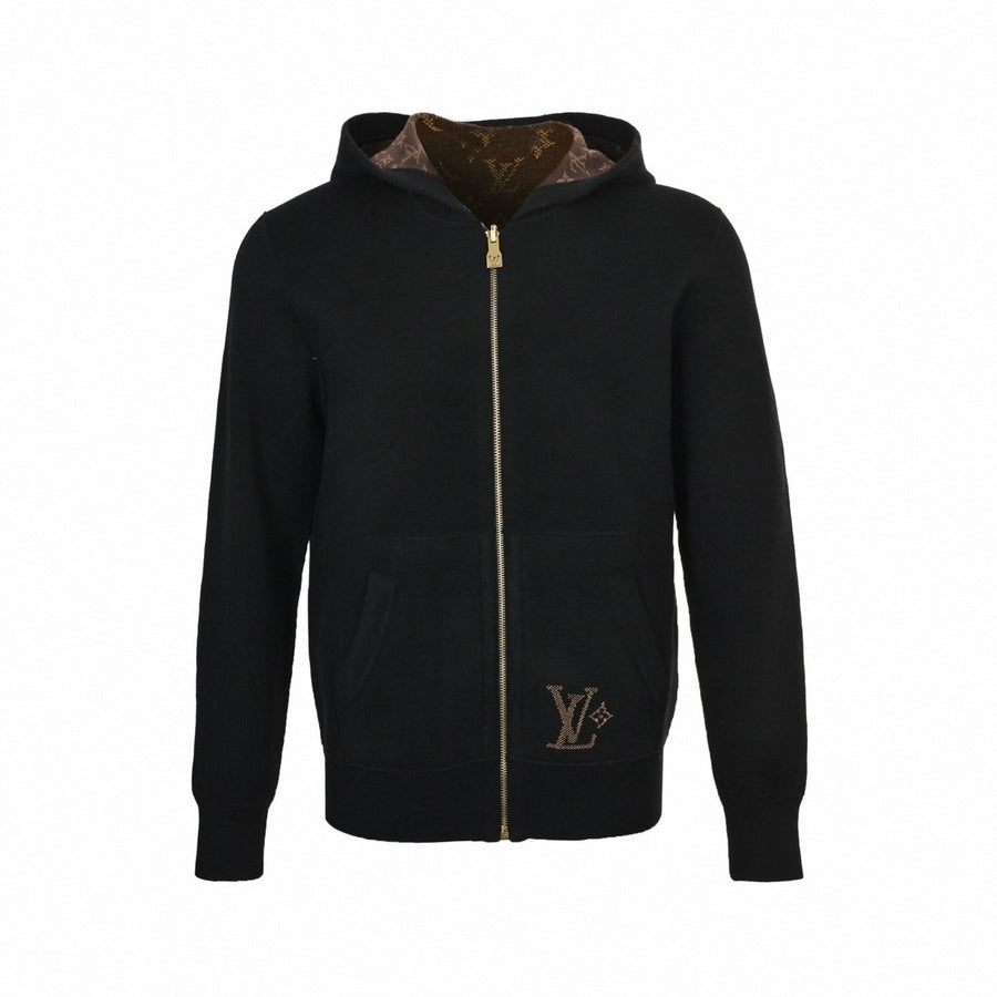 Louis Vuitton Reversible Monogram Wool Zip Hoodie – Black & Brown Edition