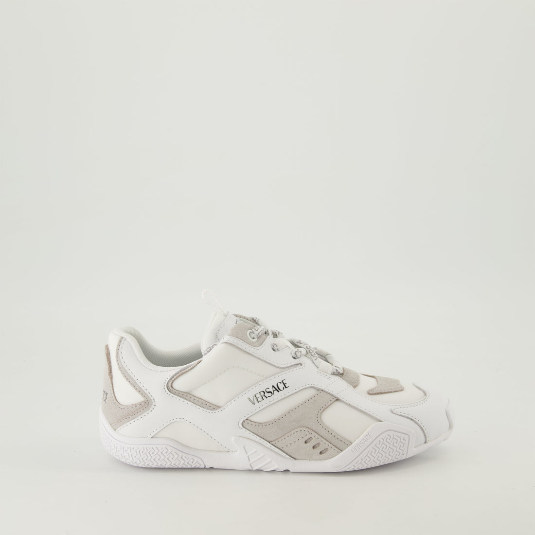 White and Beige Panel Sneakers