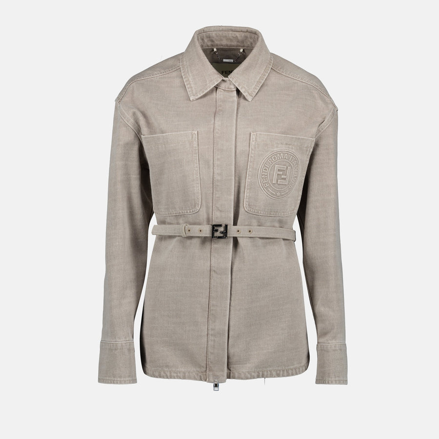 Fendi Overshirt in Stone Beige