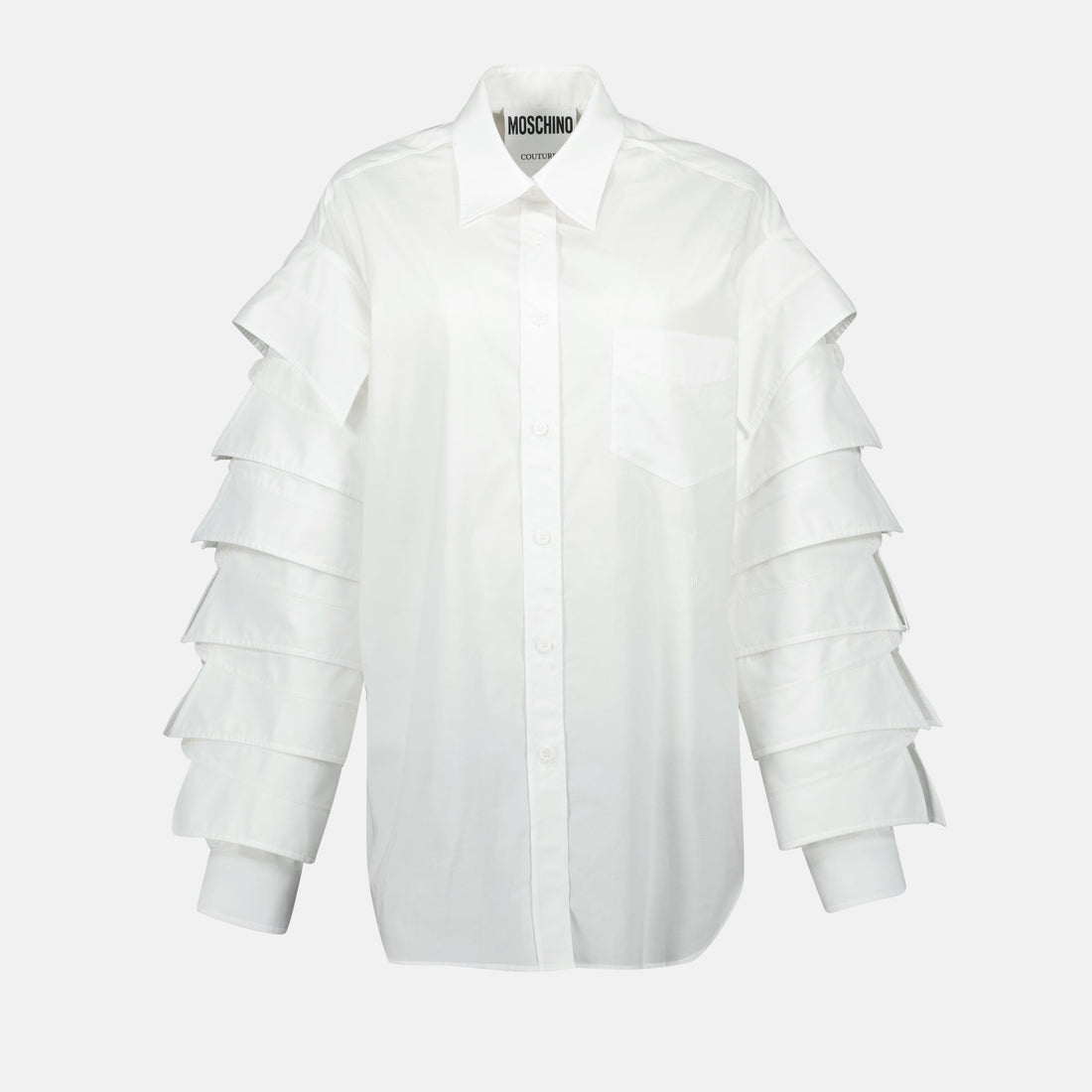 Ruffle-Sleeve Cotton Shirt