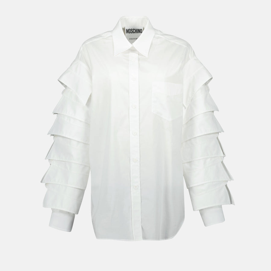 Moschino Ruffle-Sleeve Cotton Shirt