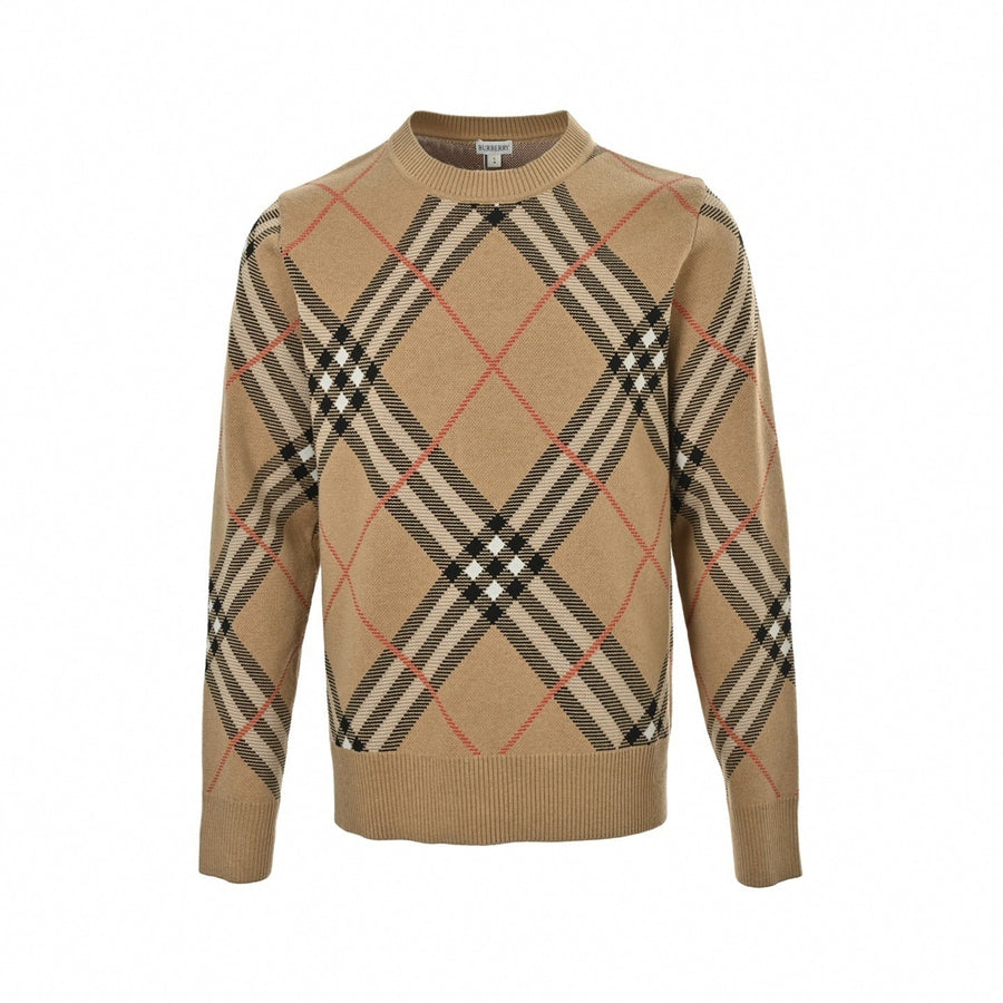 Burberry Check Argyle Intarsia Cashmere Blend Sweater
