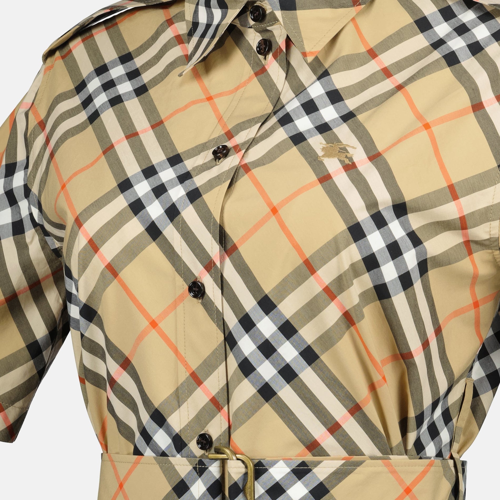 Burberry Short Sleeve Icon Check Belted Shirt Dress - image 4
