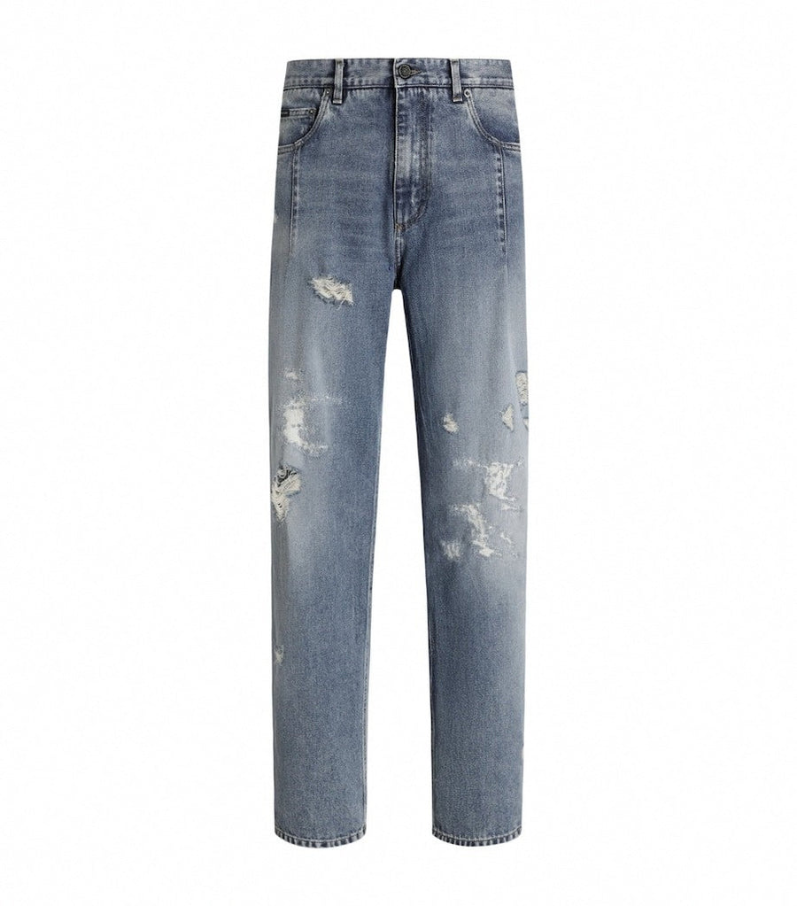 Dolce & Gabbana DG Distressed Straight-Leg Jeans