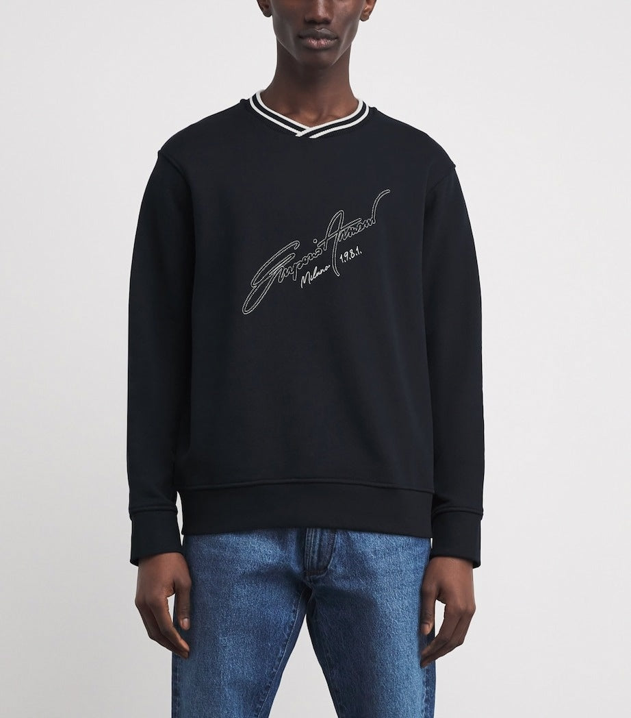 Emporio Armani Embroidered Signature Cotton Sweatshirt - image 2