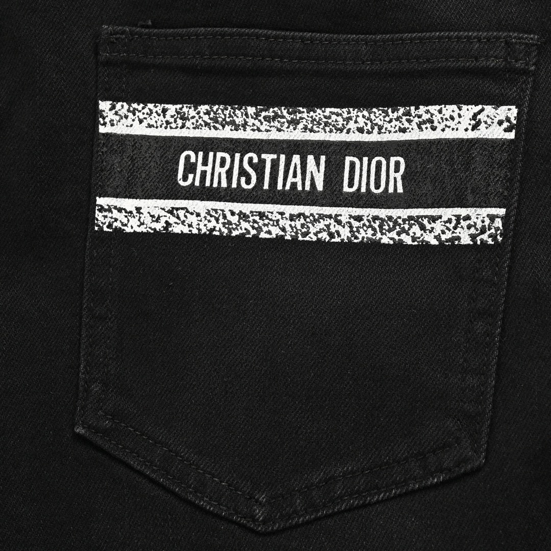 Dior Black Slim-Fit Jeans with Embroidered Logo Detail - image 4