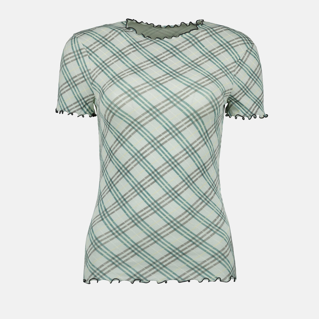Check Print Mesh T-Shirt
