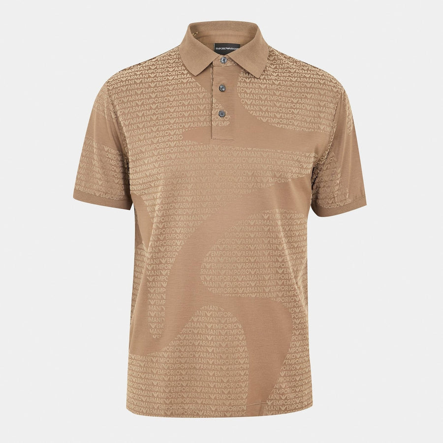 Dolce & Gabbana Men's Logo Print Short Sleeve Polo Shirt – Beige