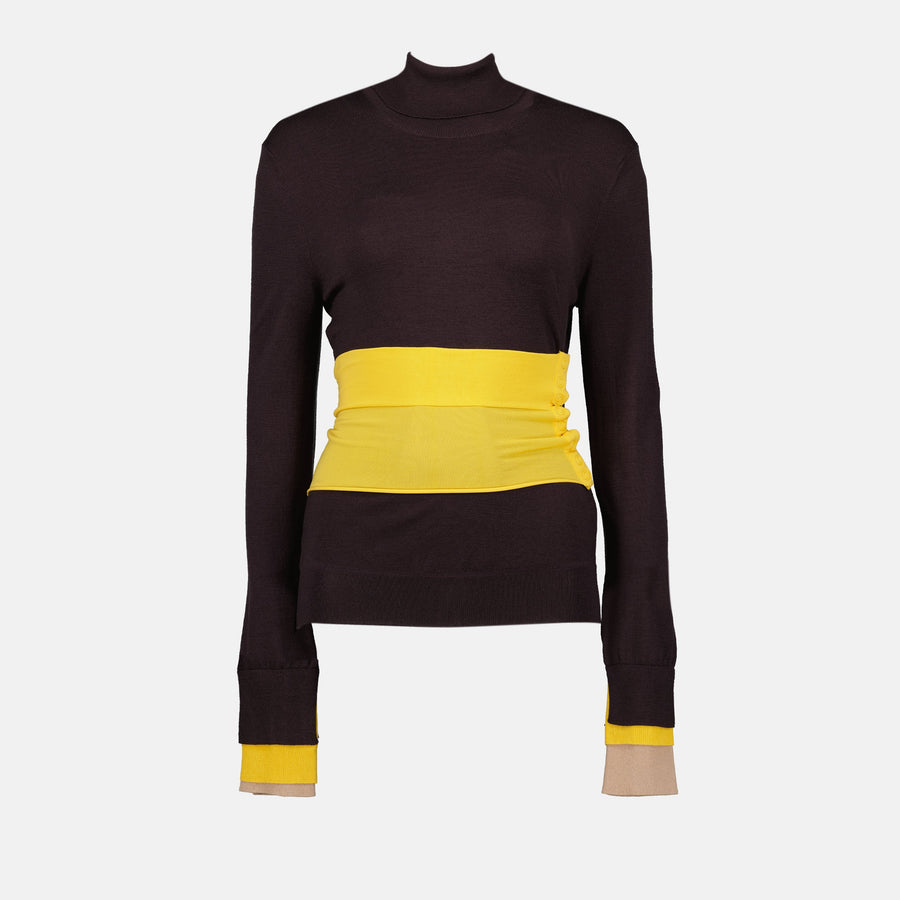 Fendi Color-Block Turtleneck Knit Top