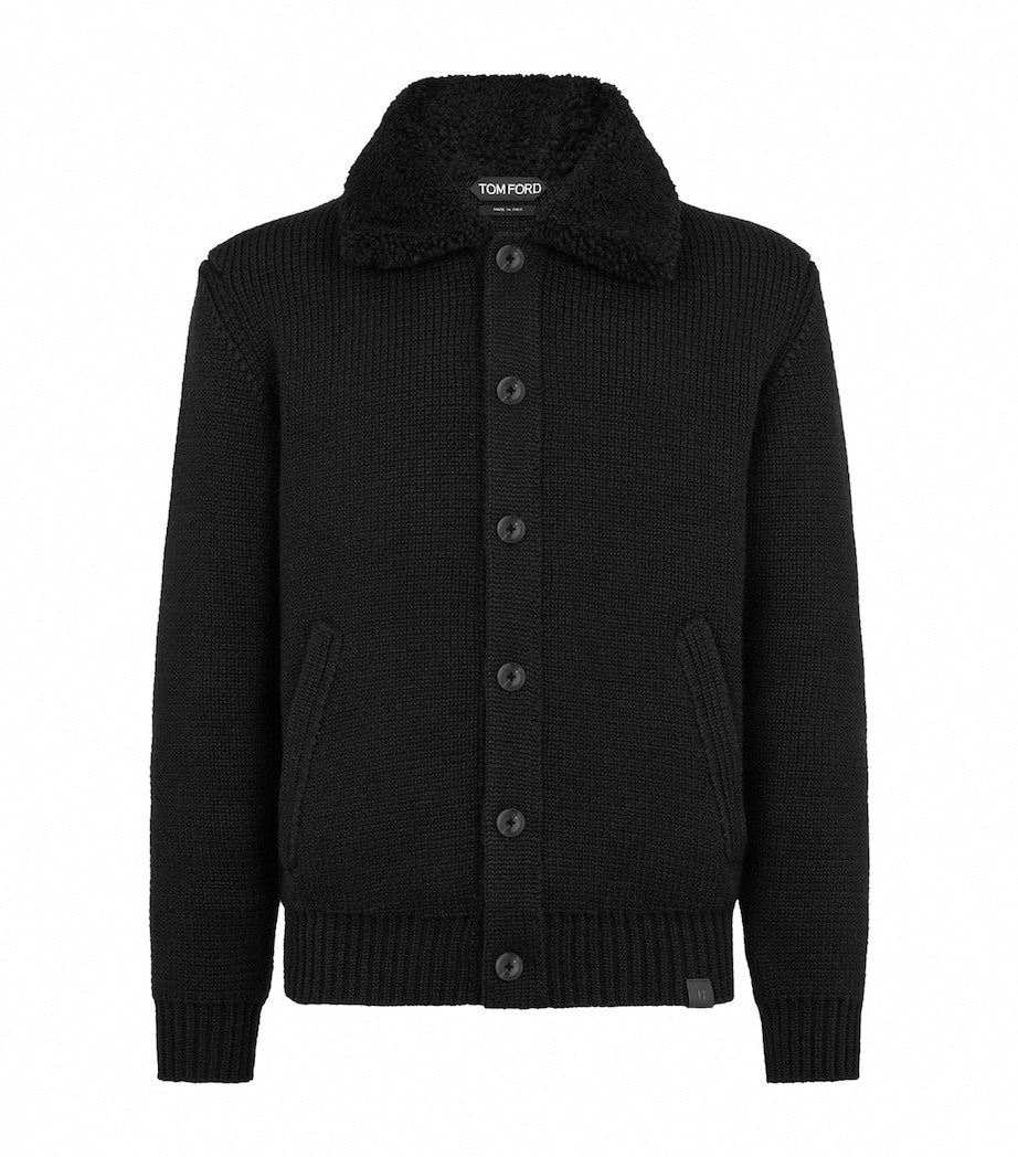 Cashmere Collared Jacket with Fleece Trim