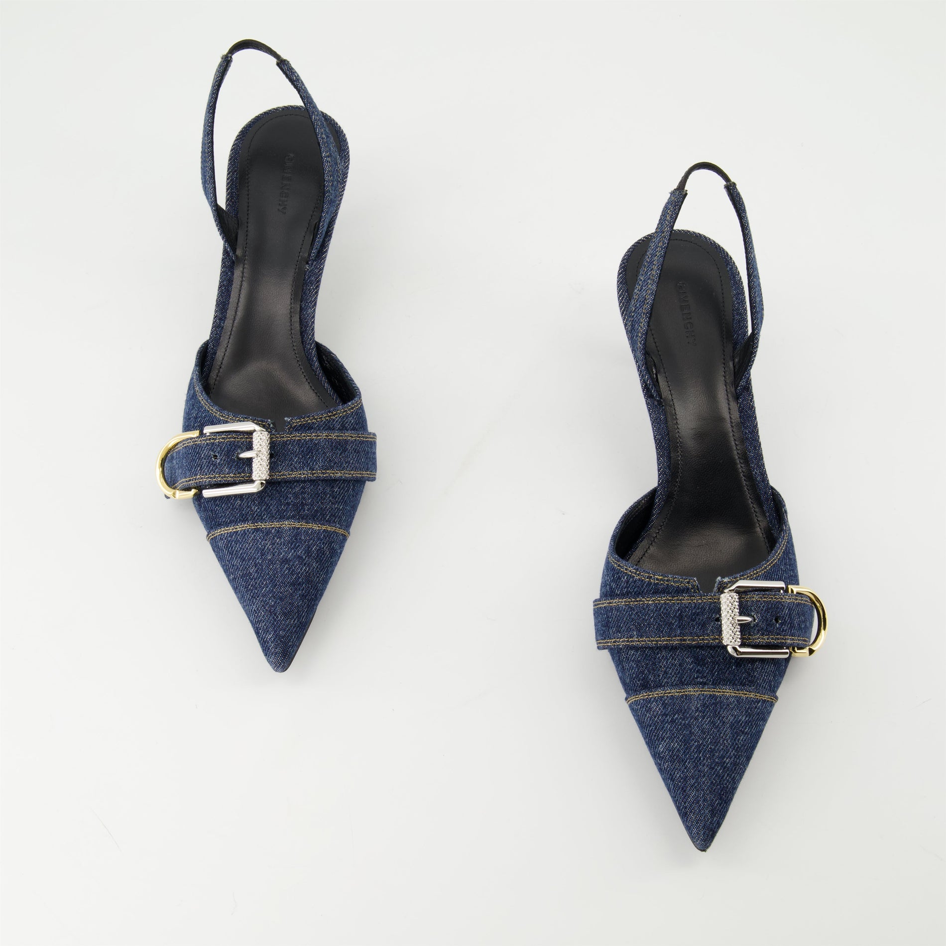 Givenchy Denim Buckle Slingback Kitten Heels - image 6