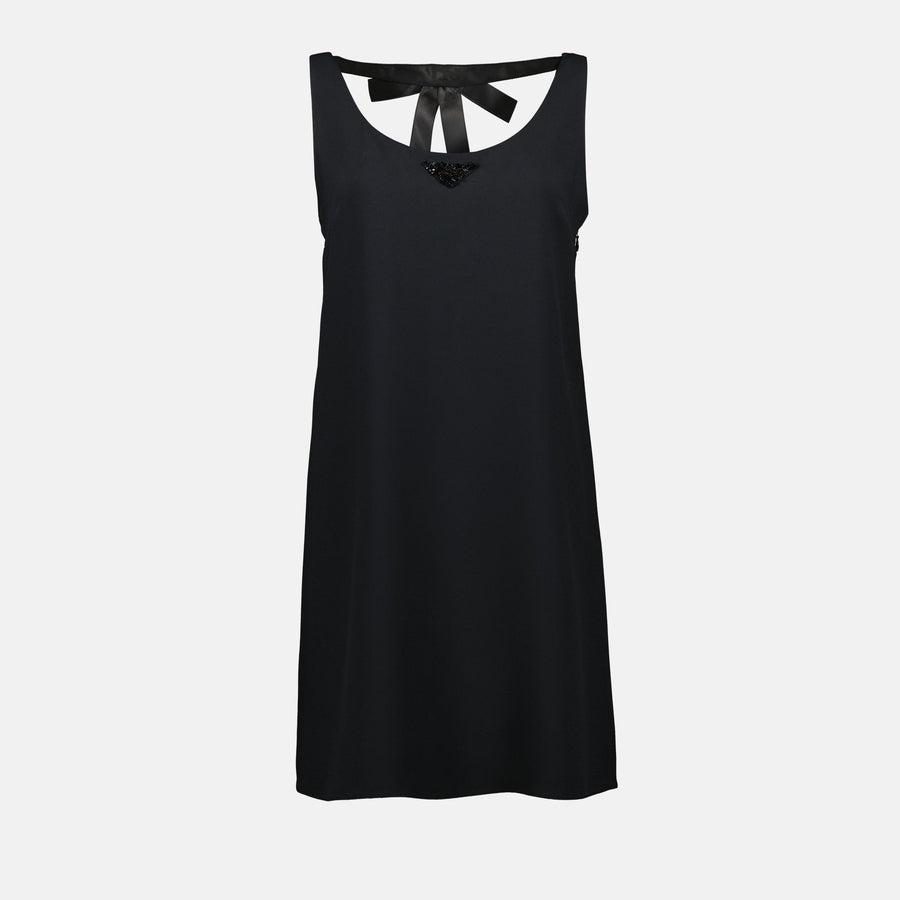 Prada Sleeveless Ribbon-Tie Shift Dress