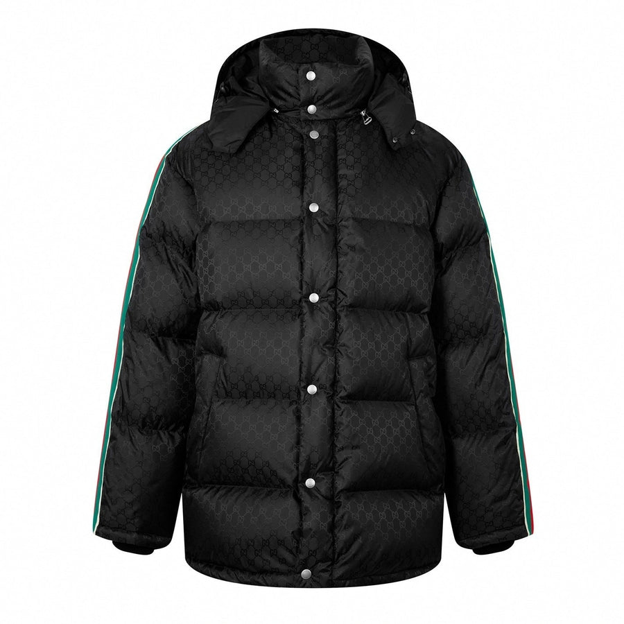 Gucci GG Nylon Jacquard Web Down Jacket in Black