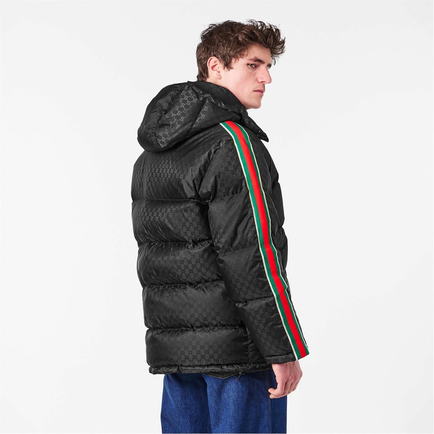 Gucci GG Nylon Jacquard Web Down Jacket in Black - image 6