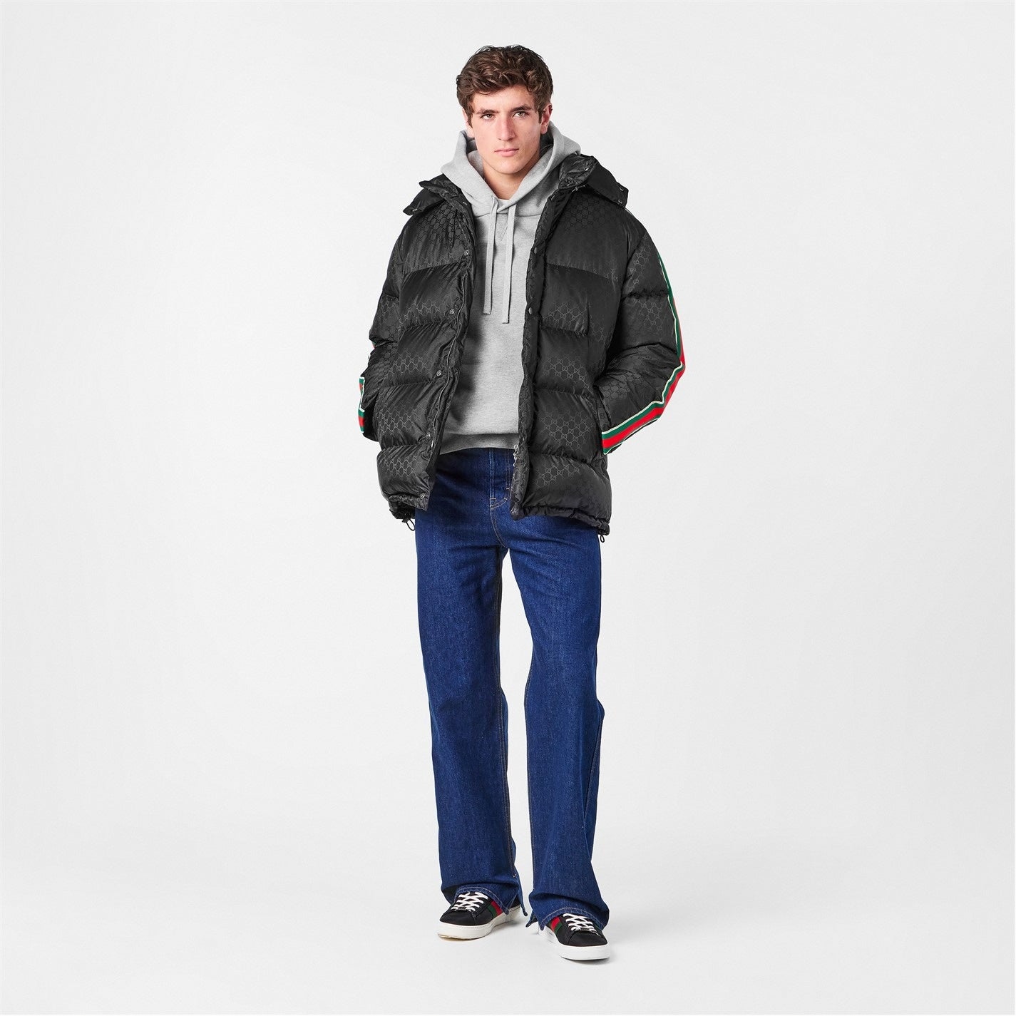 Gucci GG Nylon Jacquard Web Down Jacket in Black - image 4